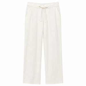 CUBAVERA Linen Blend Lightweight Trouser Pant Sz M (32-34) Ivory Elastic Waist